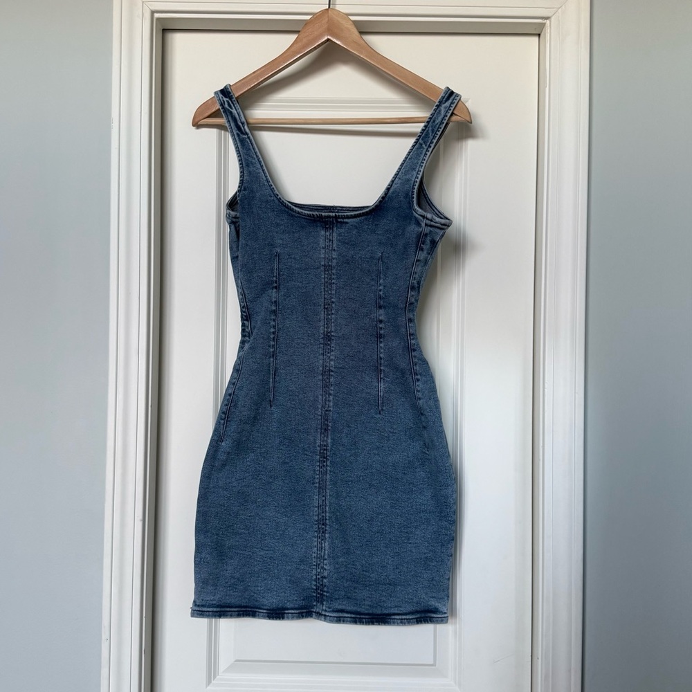 Good American Blue Denim Mini Dress - Picture 2 of 4